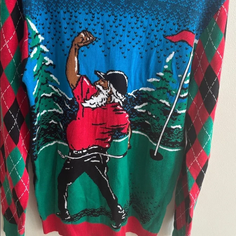 Ugly Christmas sweater Unisex Golfing Santa funny Size medium Christmas party